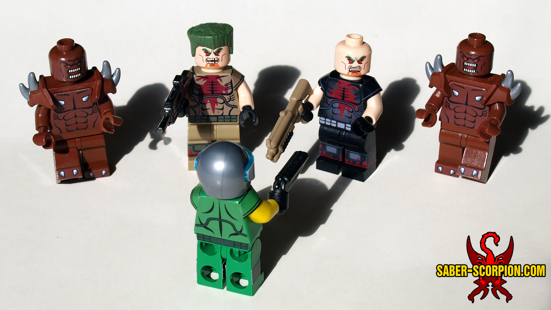 LEGO Doomguy vs. Zombiemen and Imps.