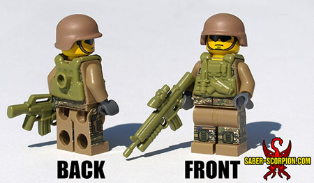 Dark Tan Assault Helmet Army compatible w/ toy brick minifig W53 
