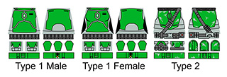 Space Wars Bounty Hunter Armor LEGO Minifig Decals