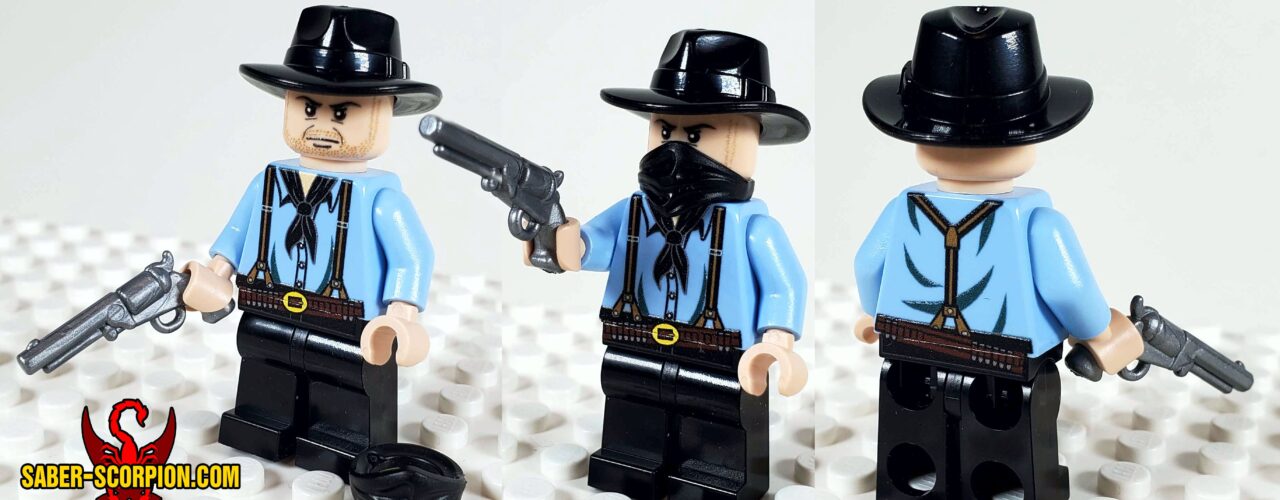 Custom Minifig: Outlaw Gunslinger Blue Shirt