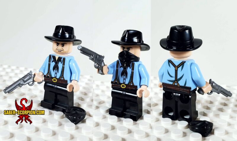Custom Minifig: Outlaw Gunslinger Blue Shirt