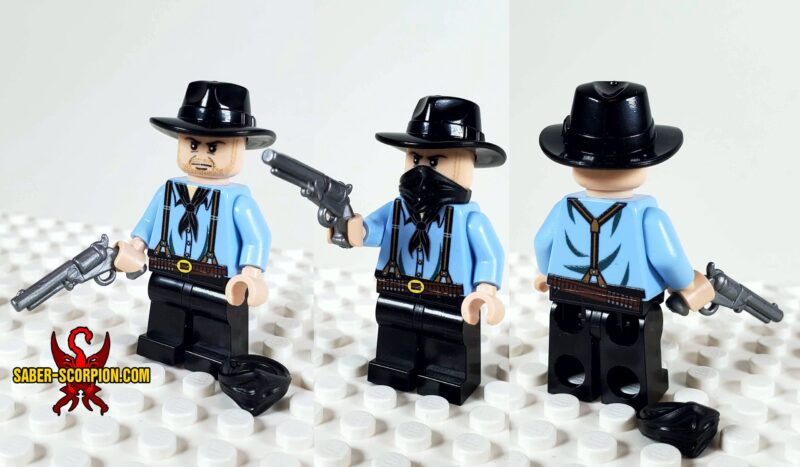 Custom Minifig: Outlaw Gunslinger Blue Shirt