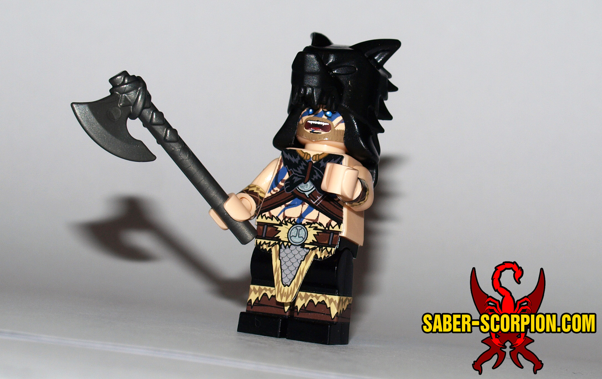 Minifig: Norse Viking Berserker (Ulfhedinn) Saber-Scorpion's Lair – LEGO Minifigs, Stickers, Weapons